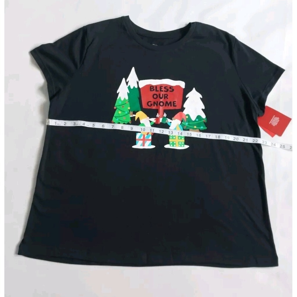 Wondershop Women's Bless our Gnome Short Sleeve Soft Cotton Black T-Shirt XXL - Picture 2 of 6